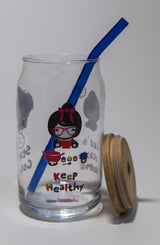 كوب بطبعة دمية – 16 أونصة. أدوات شرب لطيفة وغريبة الأطوار